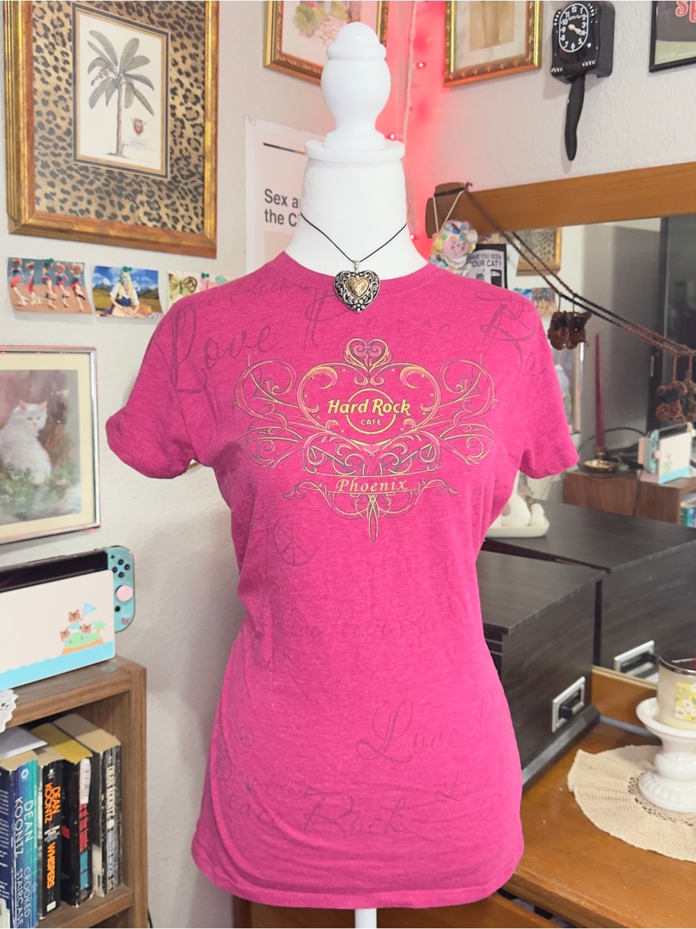 Y2K Hard Rock Couture Phoenix Women's Pink Graphic Tee - Picture 10 of 10